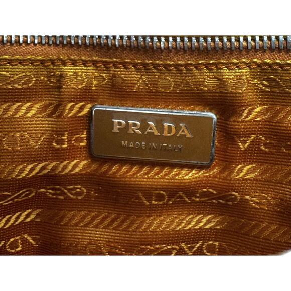 PRADA Orange Canapa Cargo Vitello Trimmed Buckle Flap Crossbody Shoulder Bag - Picture 7 of 9